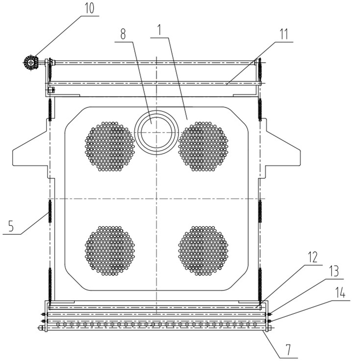 Sludge plate frame dewatering and drying composite device capable of automatic sludge falling and automatic cleaning of filter cloth and dewatering and drying method