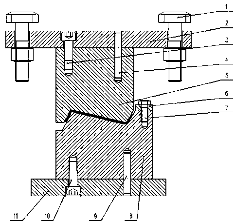 Bending and forming die of reinforcing rib plate