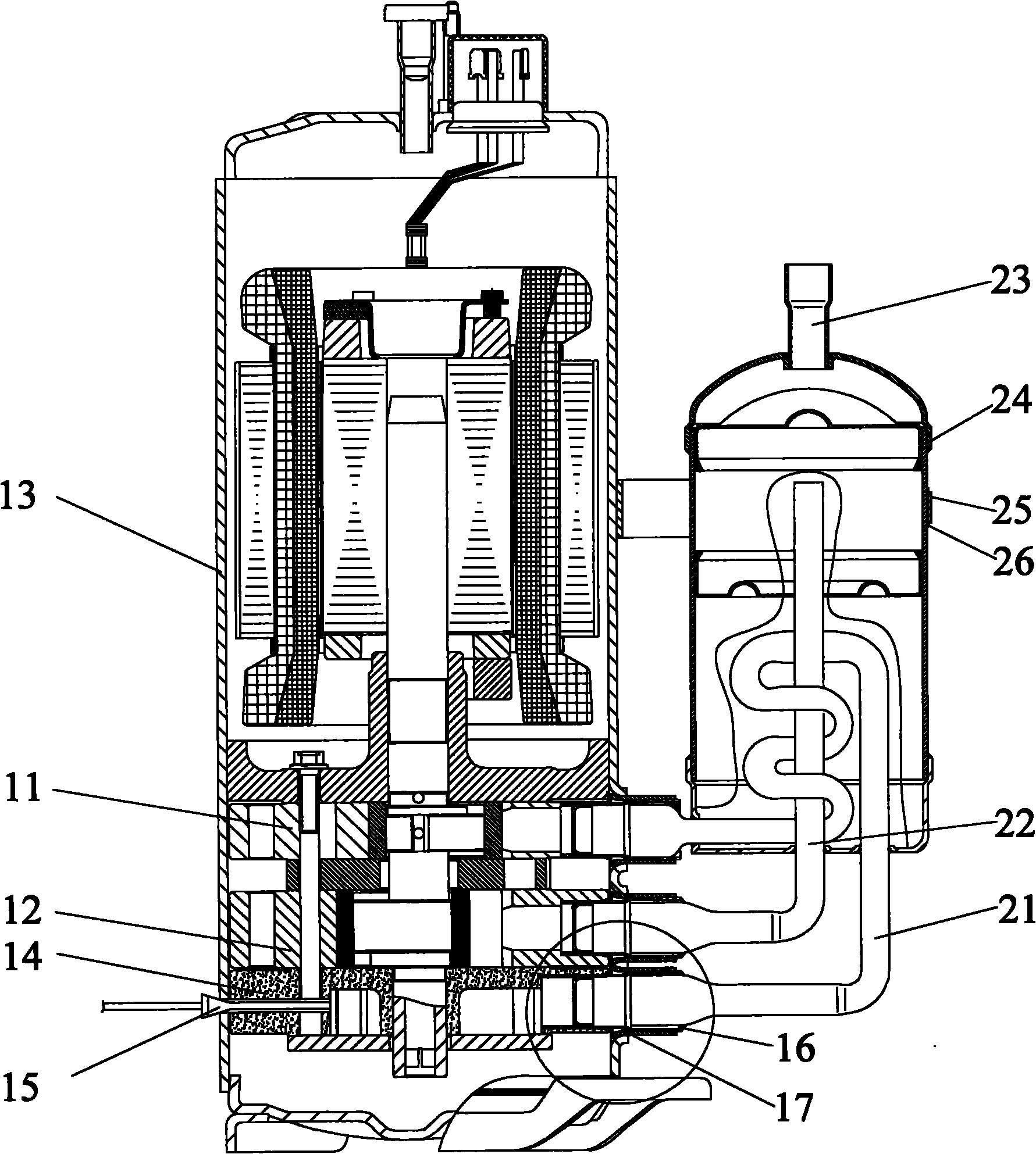 Rotary type compressor and gas-liquid separator thereof