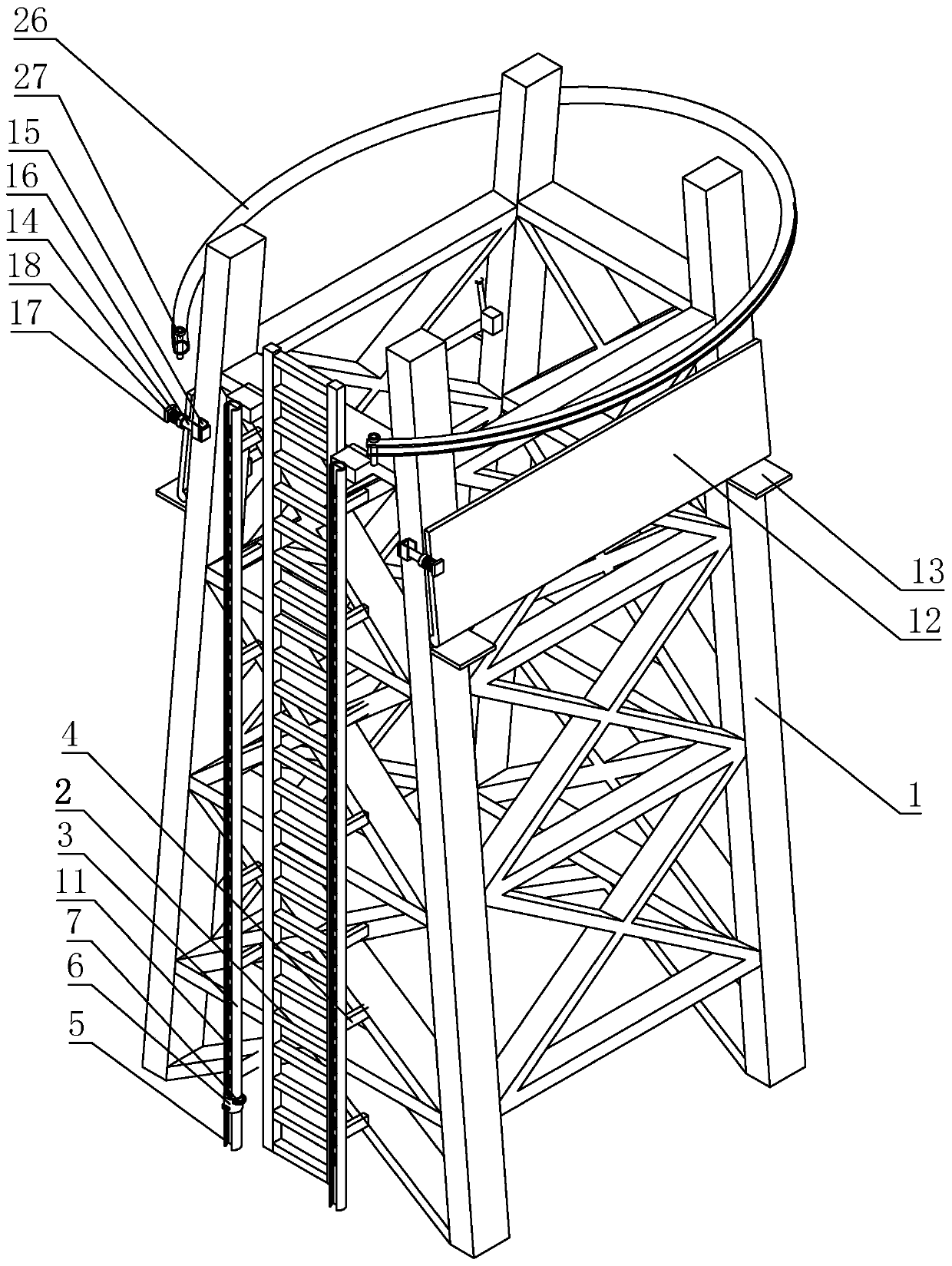 Safety auxiliary device for electric power tower maintenance