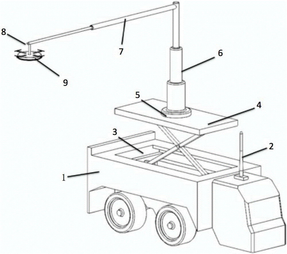 Simulated drone agricultural pesticide-spraying device based on self-propelled multi-freedom-degree platform