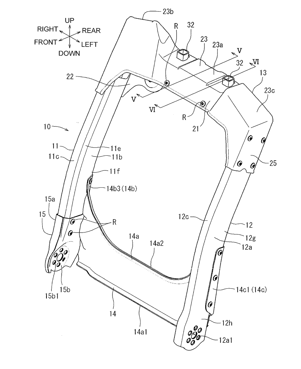 Back frame structure for vehicle seat