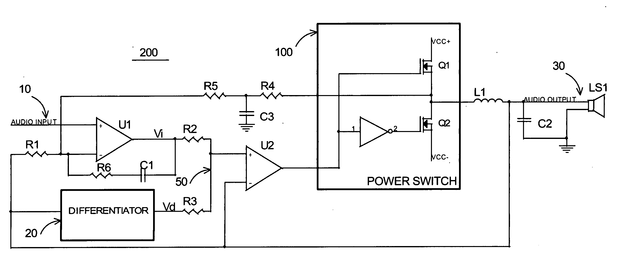 Self-oscillating switching amplifier