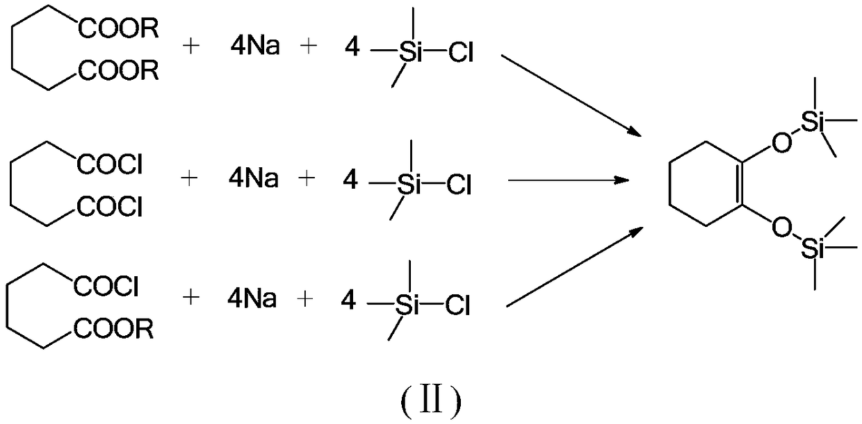 Green synthesis method for 1,2-bi(trialkyl siloxy) cyclohexene