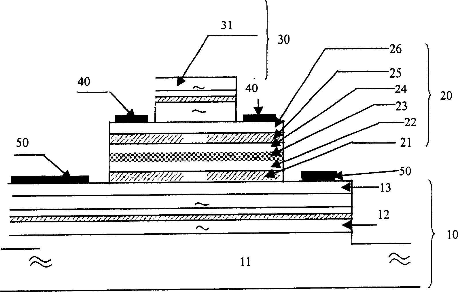 Matrix addressing vertical cavity surface emitting laser array device