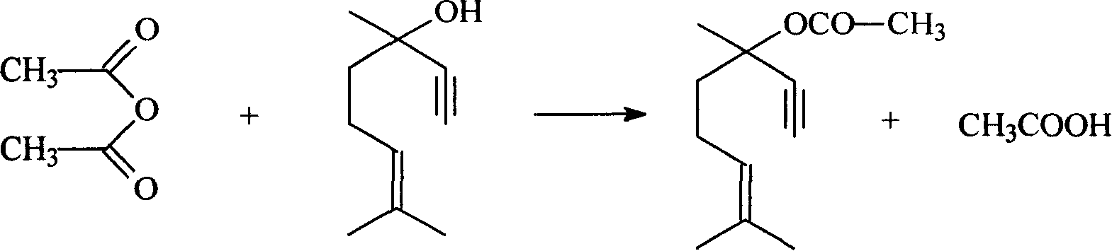 Method for preparing dehydrolinalyl acetate from dehydrolinalool