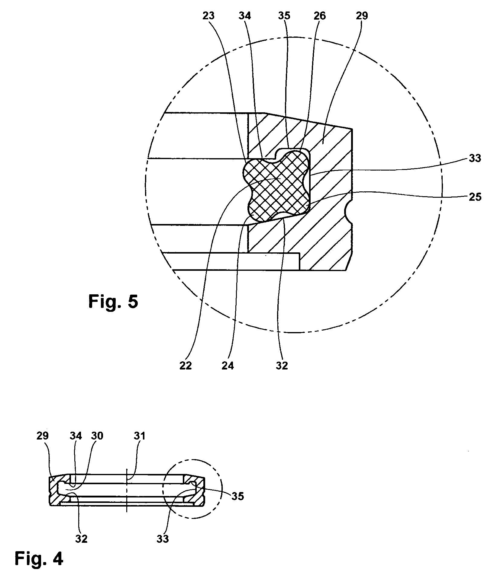 Wiping and/or sealing element as well as process for sealing a piston and clamping and/or support element