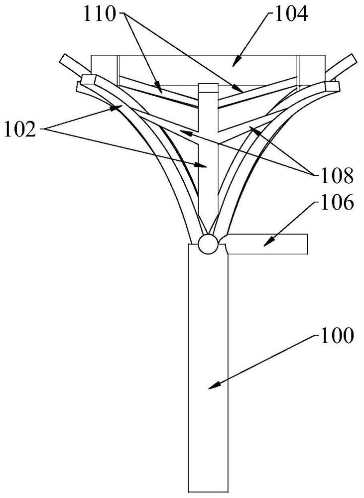 Umbrella-shaped steel latticed column with horizontal support
