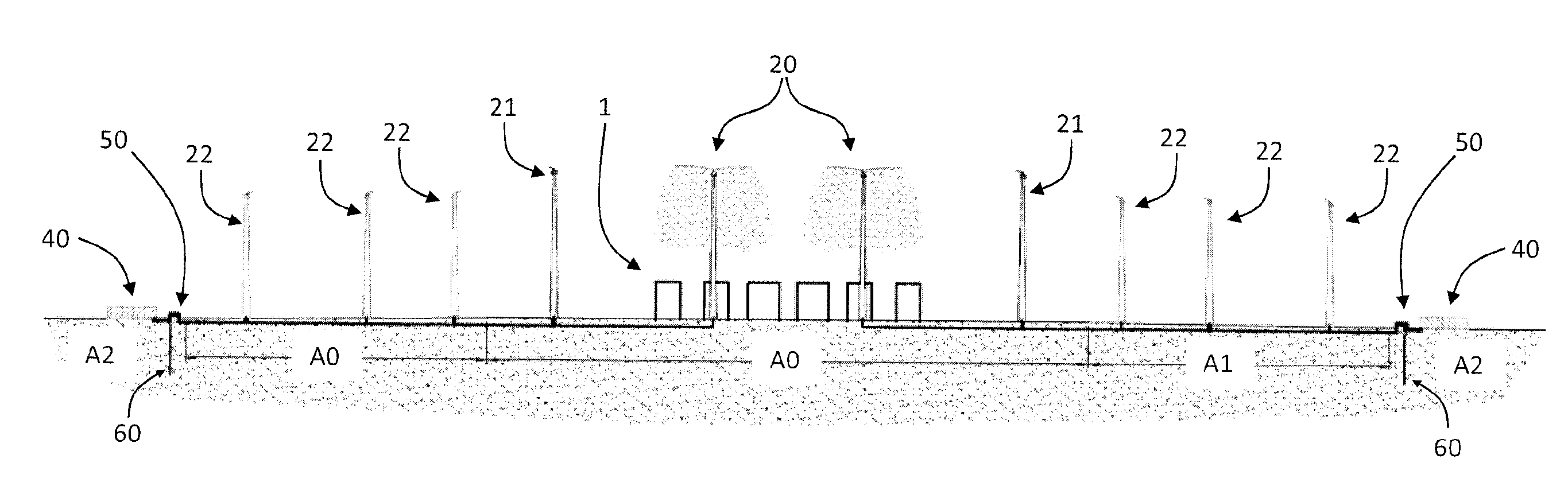 System for abatement of noxious emissions in the atmosphere from an industrial or nuclear power plant