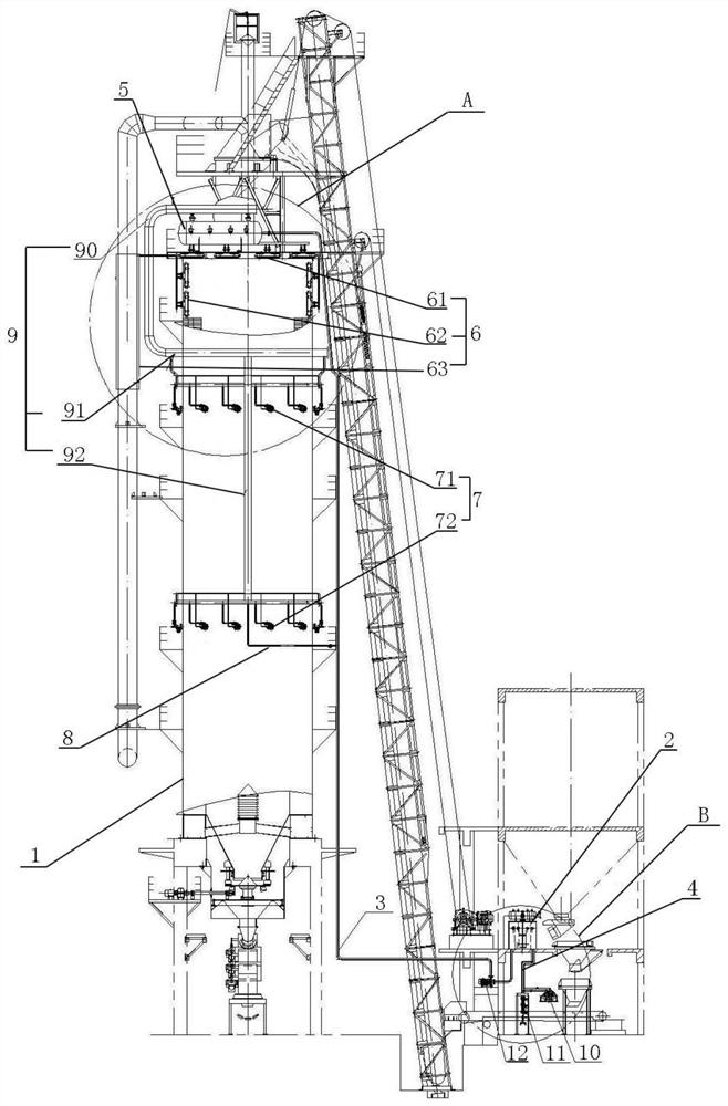 Device and process for producing high-activity lime