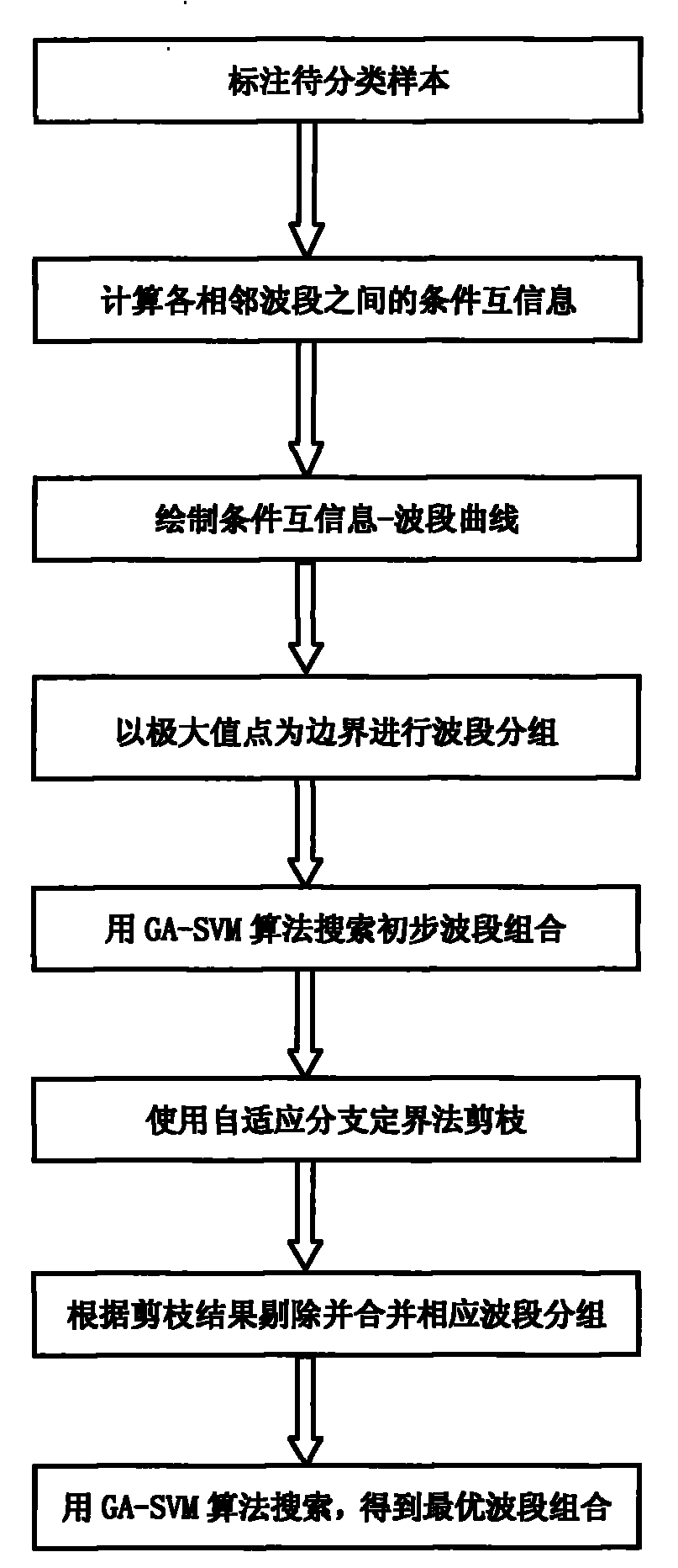 Remote sensing hyperspectral image band selection method based on conditional mutual information