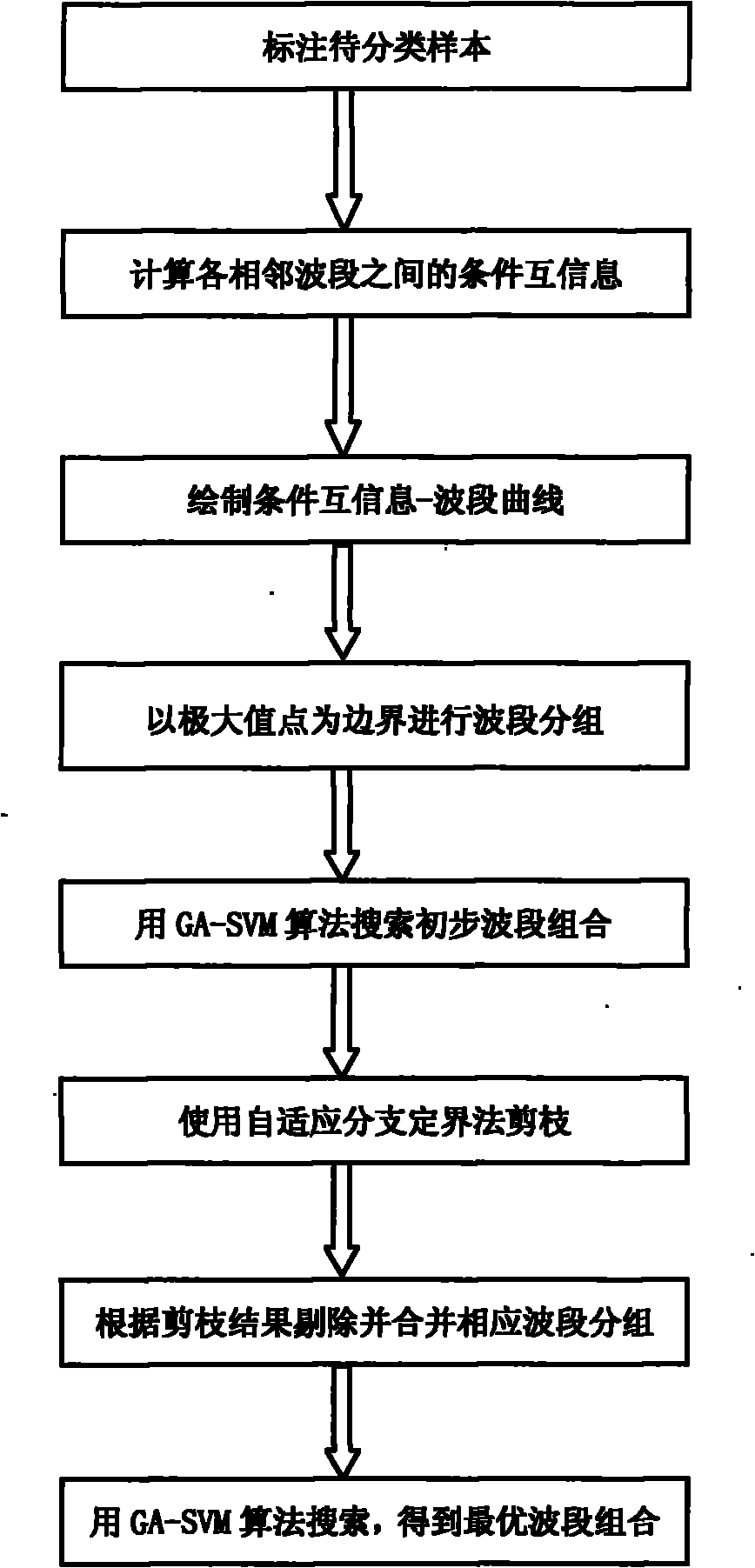 Remote sensing hyperspectral image band selection method based on conditional mutual information