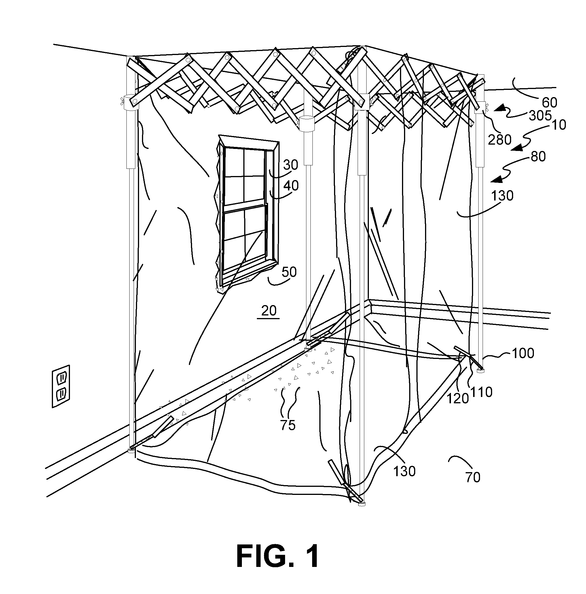 Adjustable enclosure and method for enclosing a work space having a surface therein to be worked upon, the surface bearing a lead-based paint