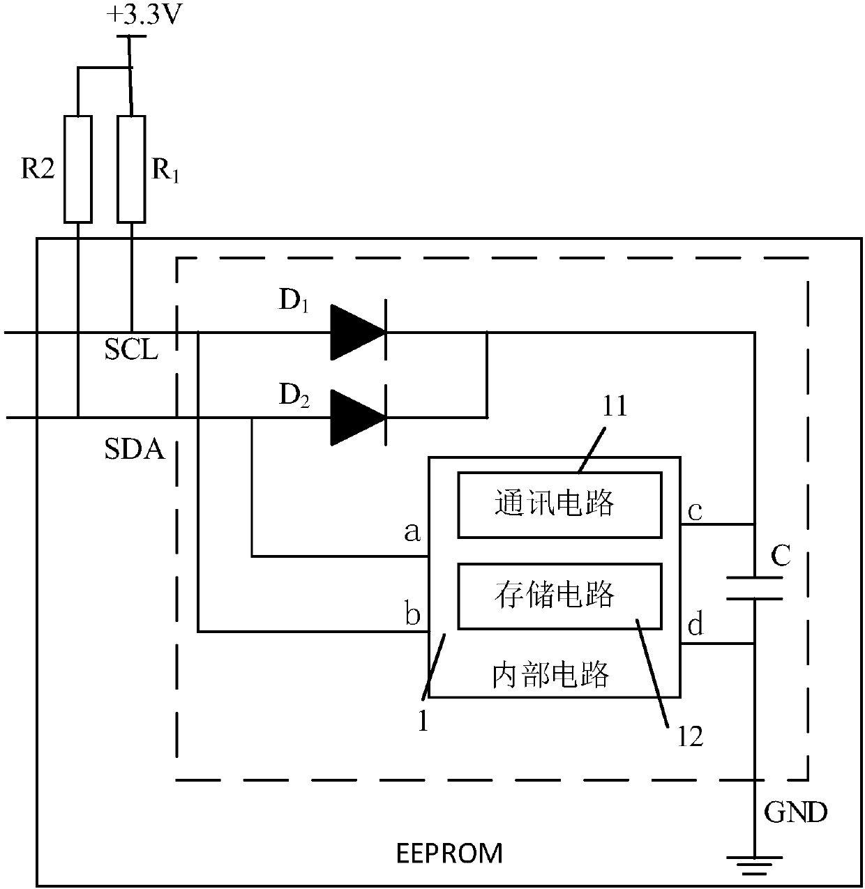 Power supply circuit of EEPROM (electrically erasable programmable read and write memory) and EEPROM
