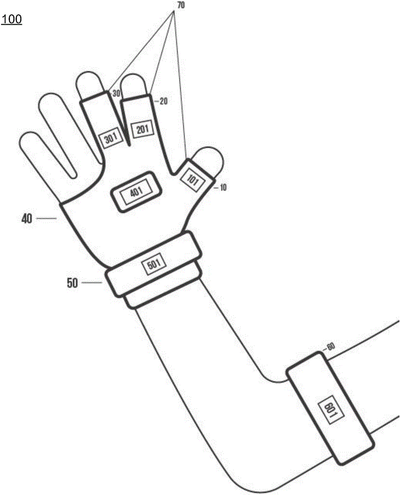 Motion capturing glove for virtual reality system and virtual reality system