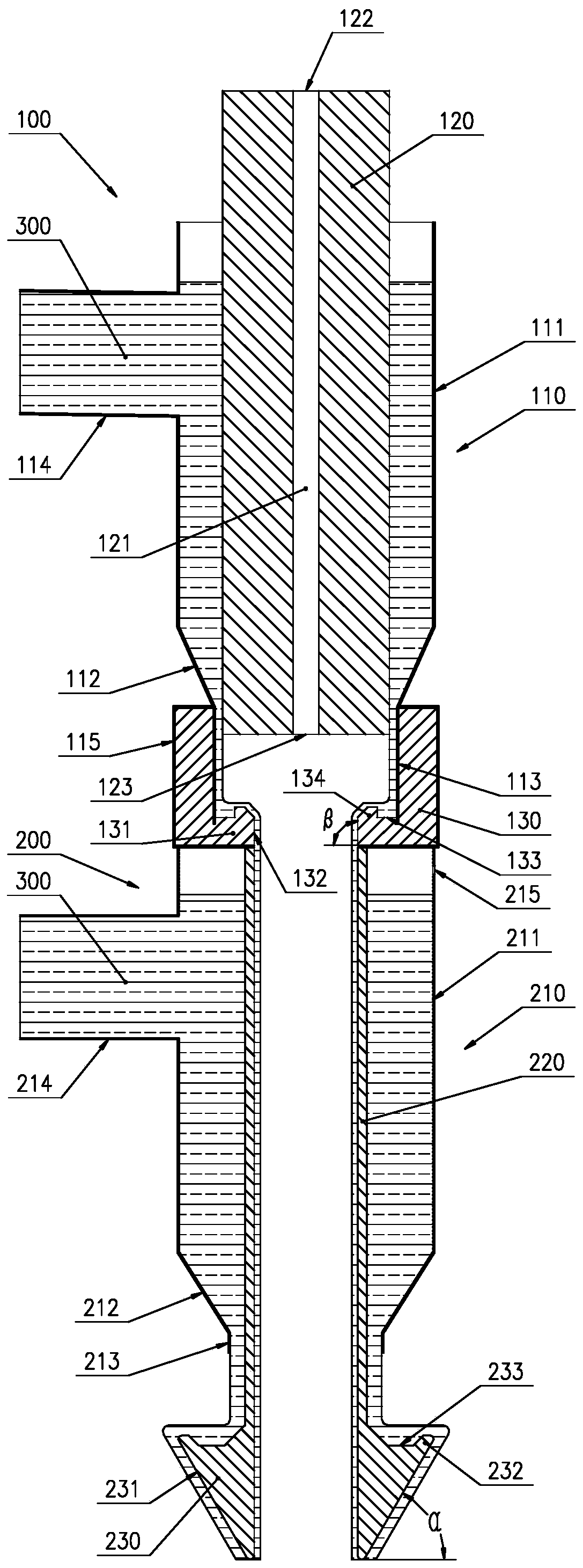 Equipment for inner overflow and outer overflow down-draw molding of glass pipe, and design method thereof