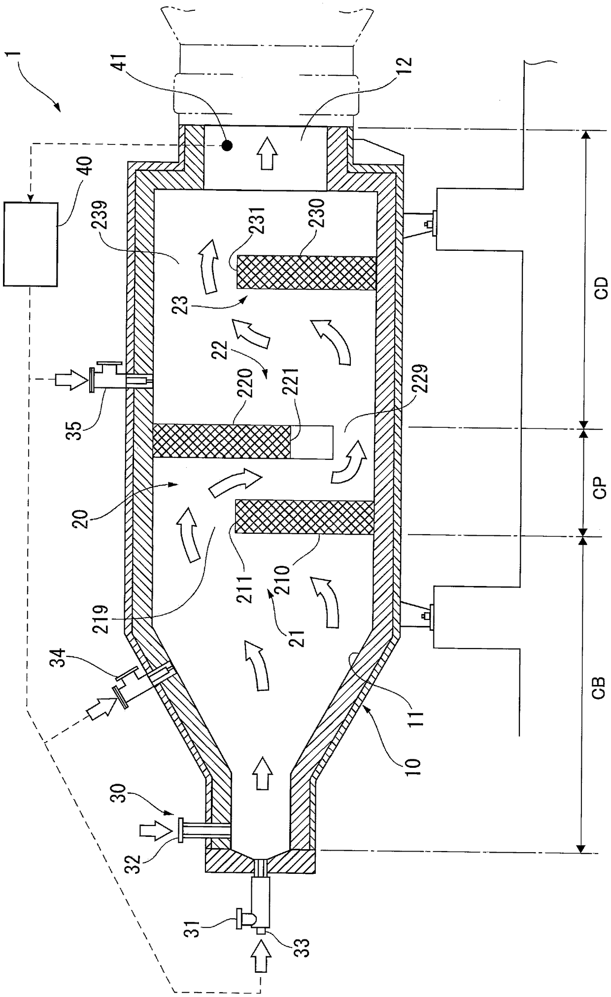 Nitrogenous waste liquid burning furnace and denitration method