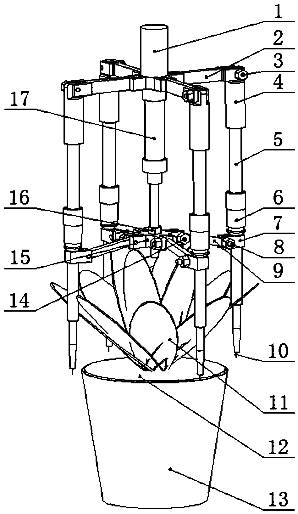 Seedling clamping and digging end executor and method