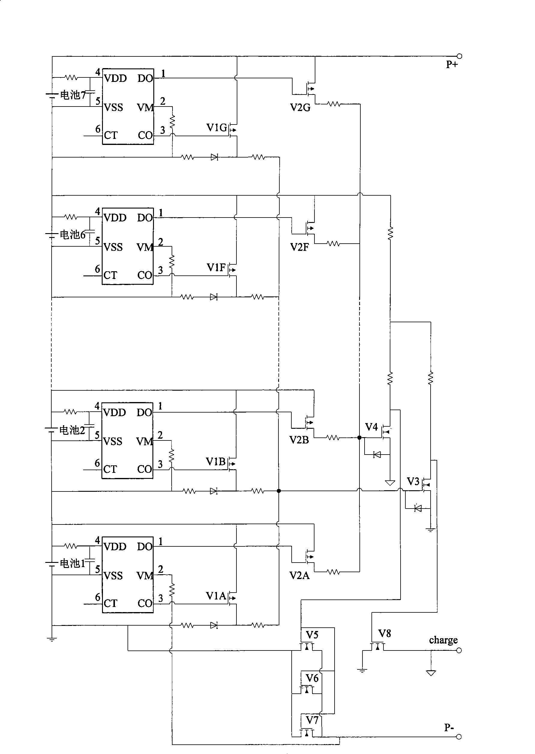 Protection circuit and method for multiple batteries