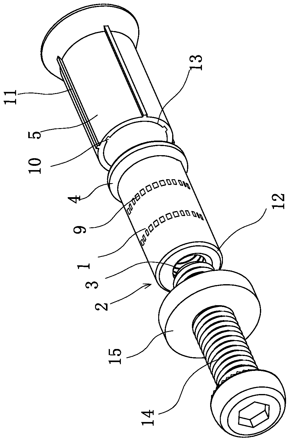 Embedded type anti-loosening back bolt with flexible cladding layer and back bolt assembly of embedded type anti-loosening back bolt