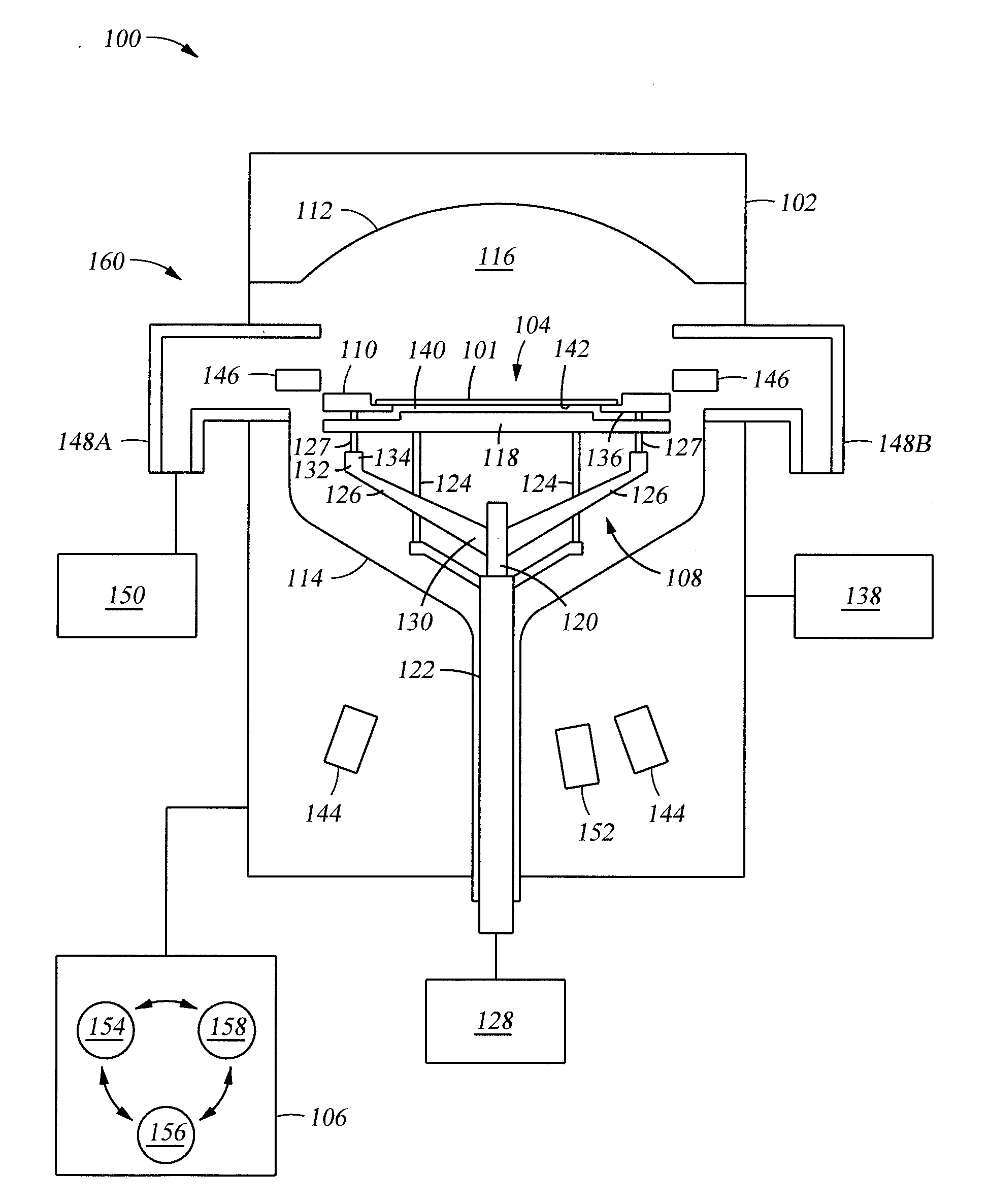 Support assembly for substrate backside discoloration control