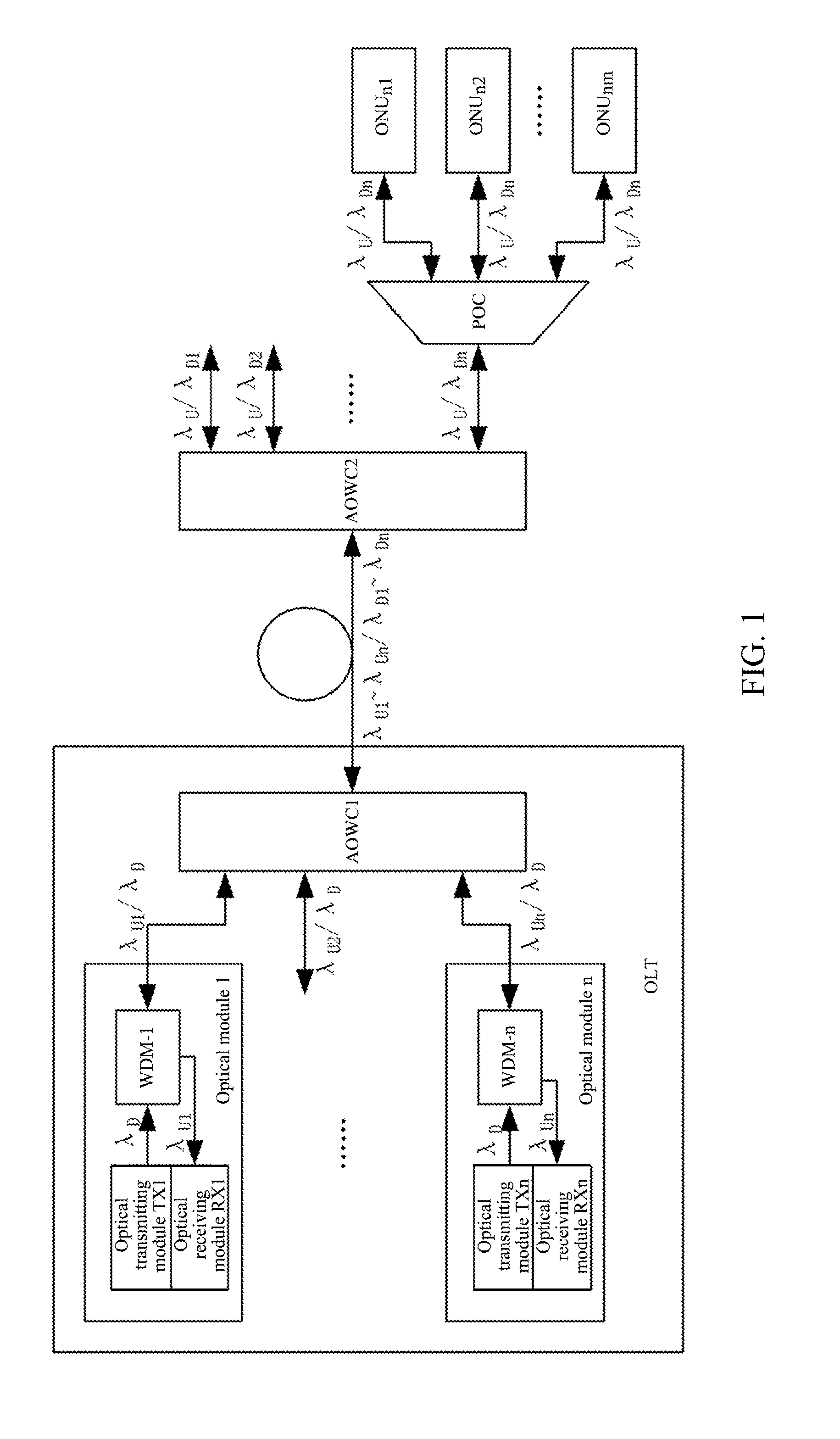 Wavelength division and time division multiplex mixing passive optical network system, terminal and signal transmission method