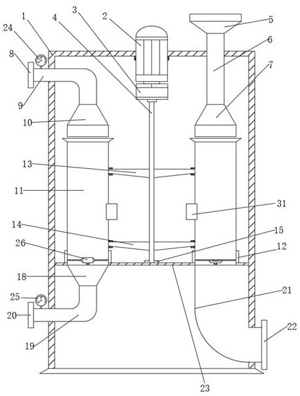 A device for filtering biogas slurry by using corn stalks and a biogas slurry concentration and separation process