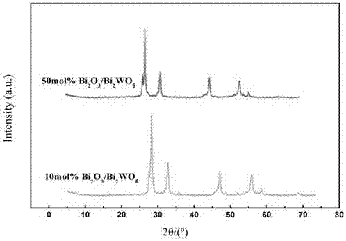 Bismuth trioxide-bismuth tungstate heterojunction photocatalyst and preparation method thereof