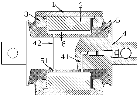 Divided-plate liquid rubber composite node provided with damping through holes and forming method