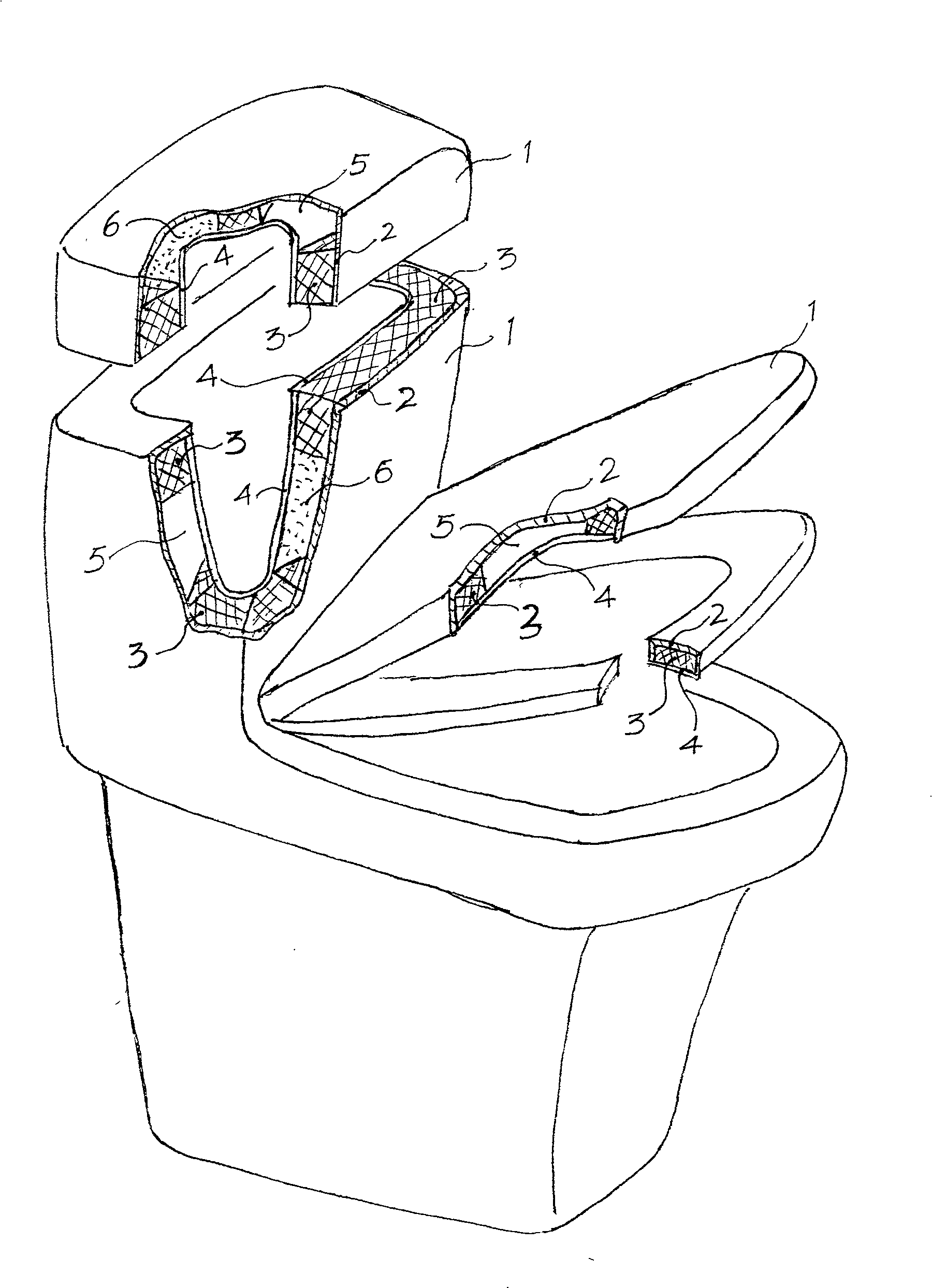 Toilet bowl with acrylic and glass fiber composite structure and manufacturing method thereof