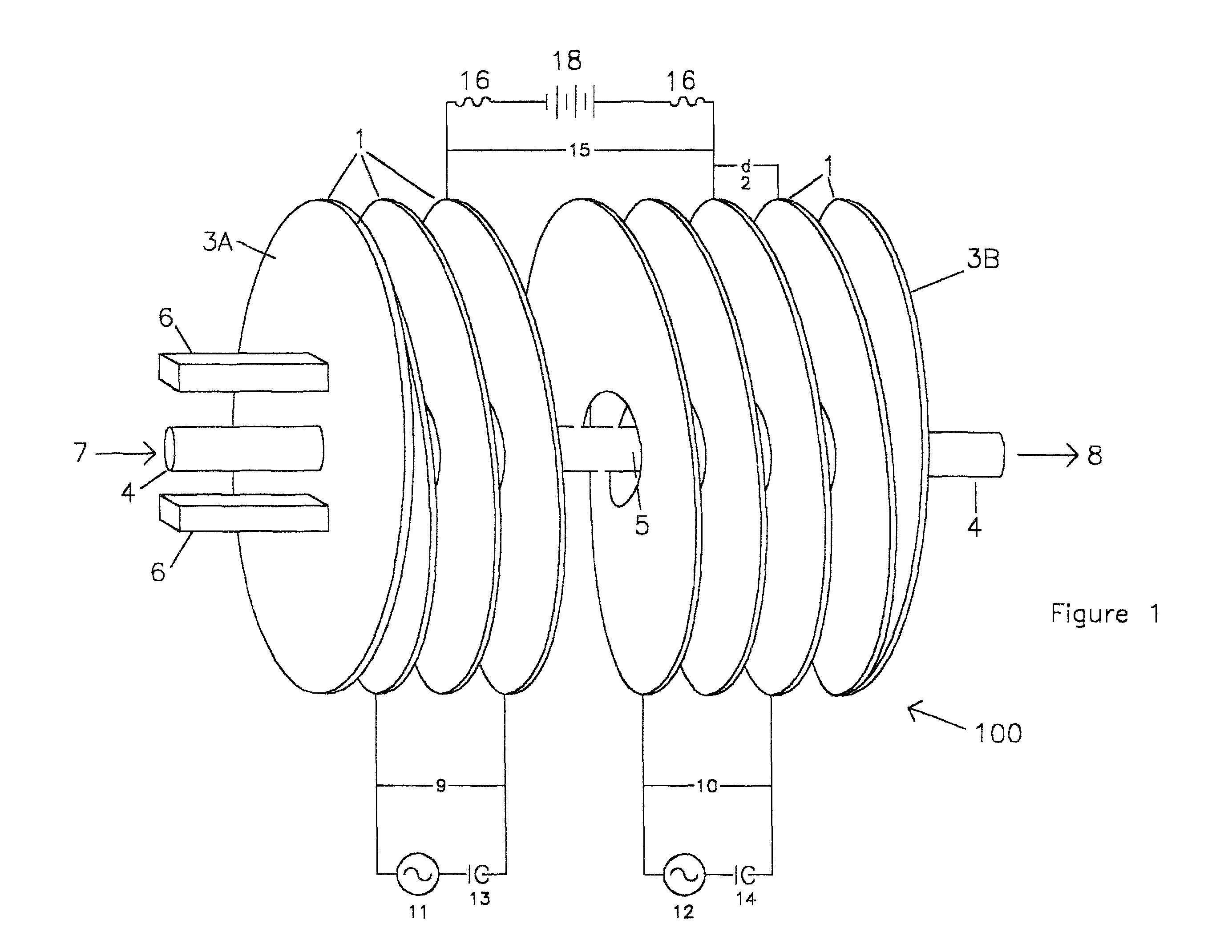 Method and apparatus for treating a process volume with multiple electromagnetic generators