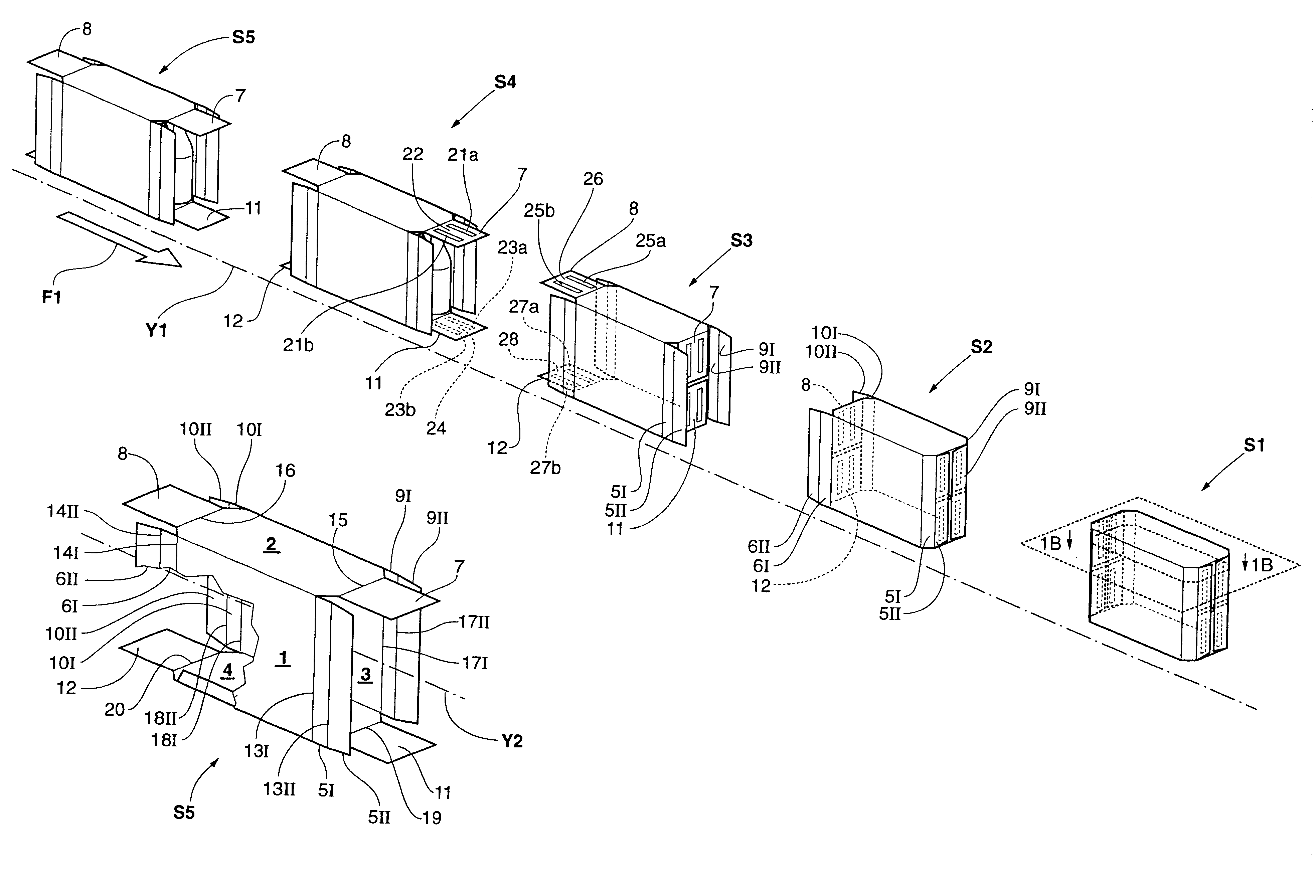 Method and system for closure of the flaps of the end sides of a package in the form of a sleeve