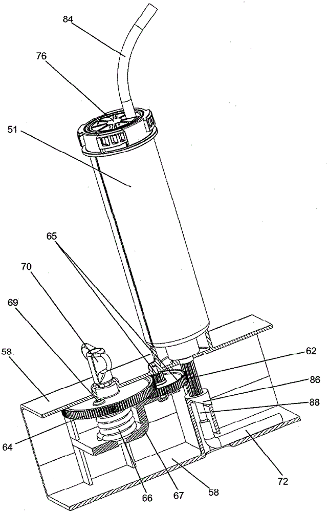Dispensing device with elastically driven mixer