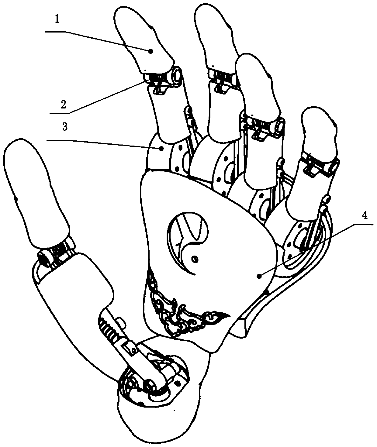 Rigid and flexible combined humanoid five-finger mechanical gripper