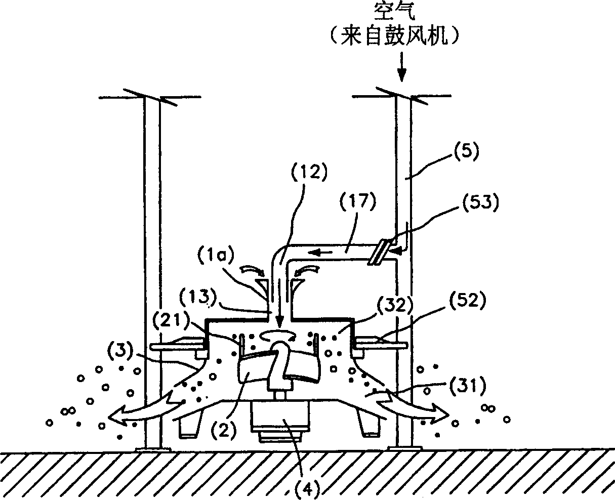 Submerged aerator with multi-step mixing and separation function