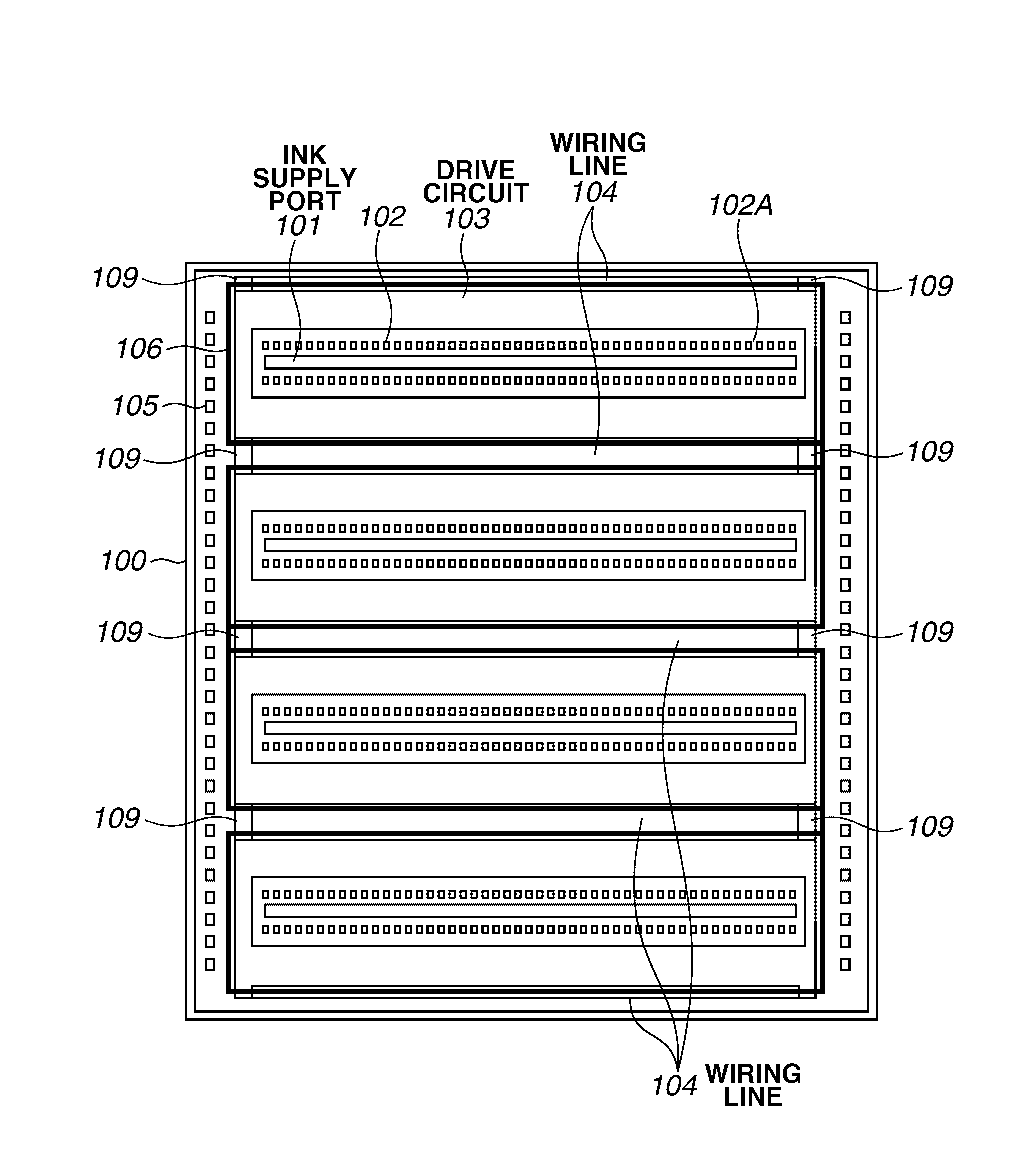 Recording element substrate and recording head including recording element substrate