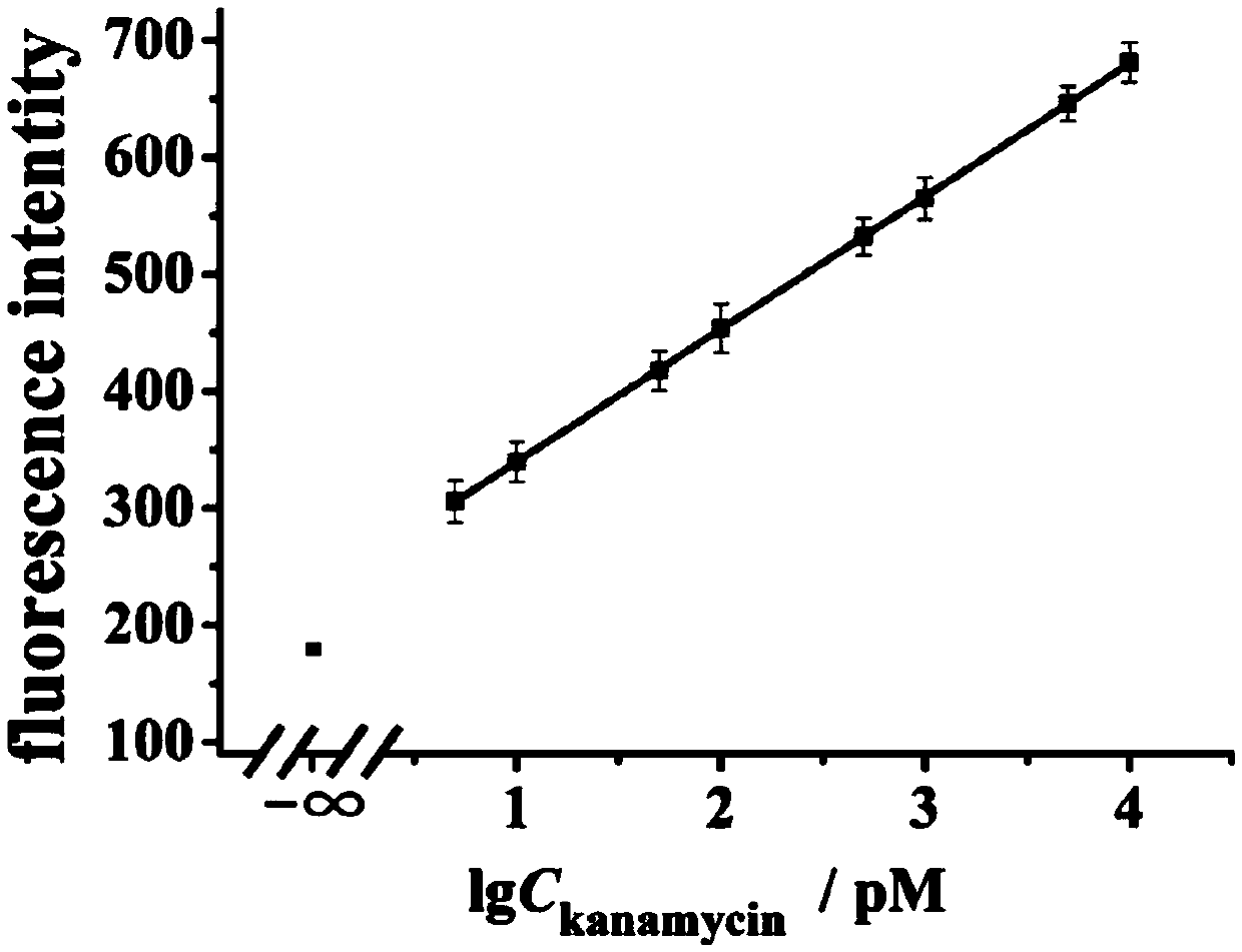 Fluorescent biosensor for detecting kanamycin and preparation method and application thereof