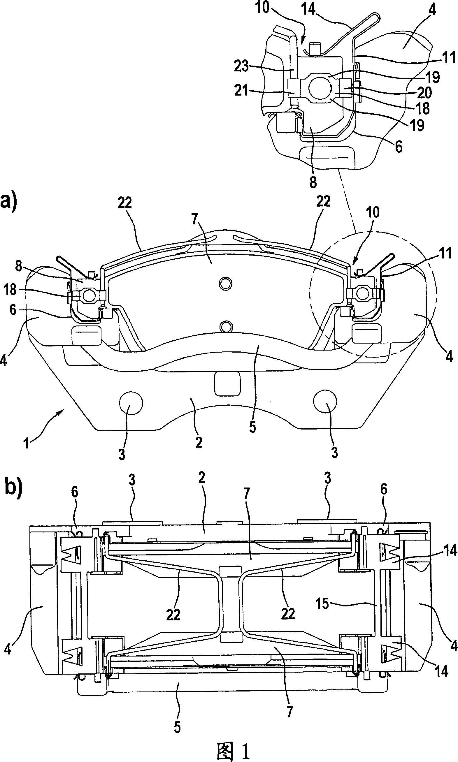 Disk brake with a spring arrangement