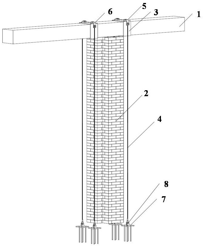 Device for improving ancient building brick column stability and bearing capacity determining method thereof