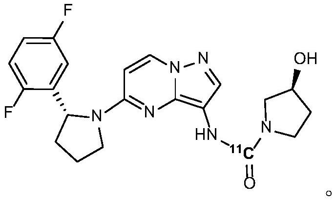 Carbon-11 labeled Larotrectinib compound and preparation method thereof