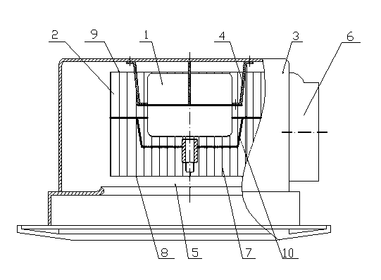 Efficient household ventilating fan with motor forced ventilation and integral heat dissipation structure