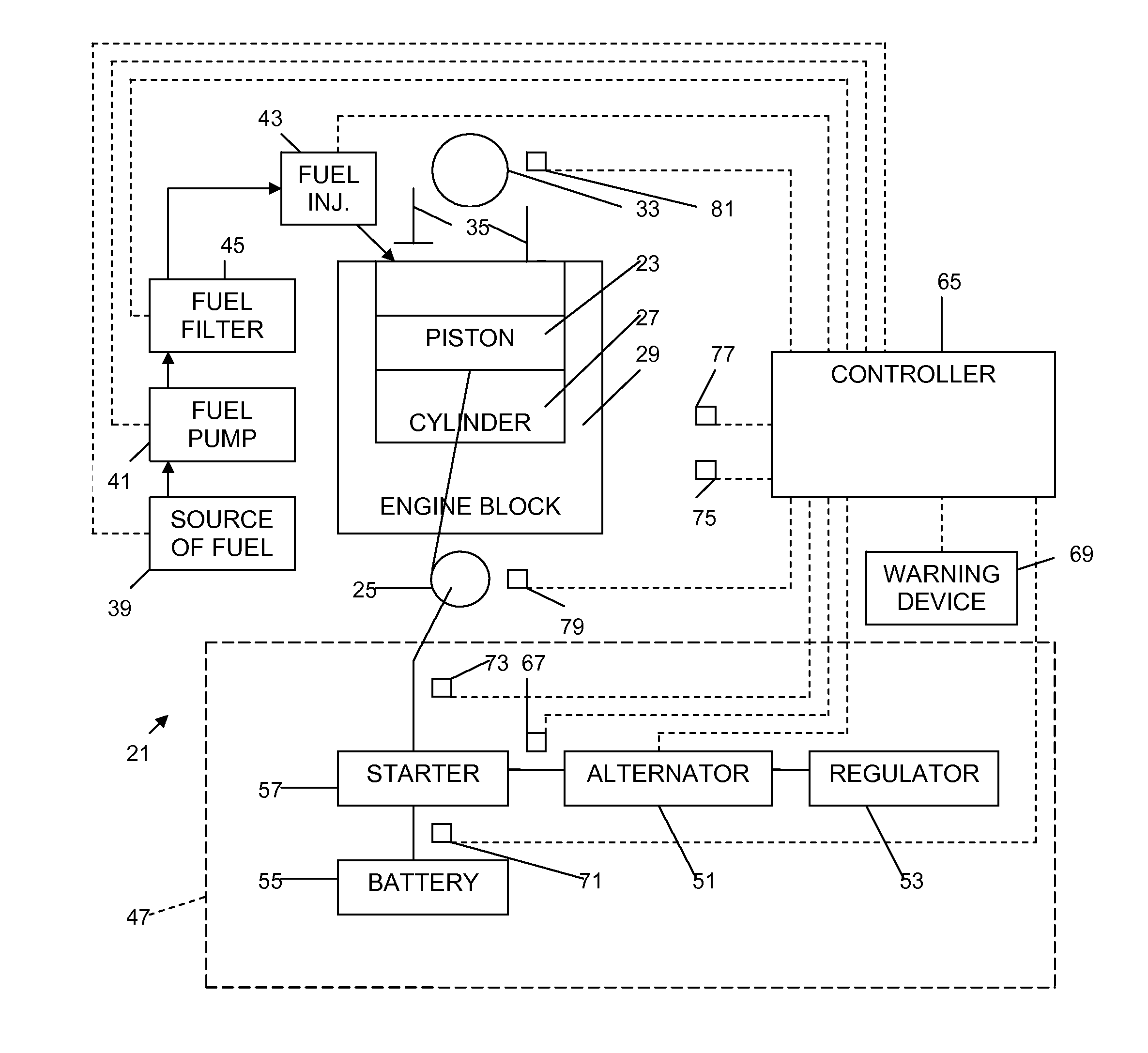 Method for monitoring an engine starting system and engine including starting system monitor