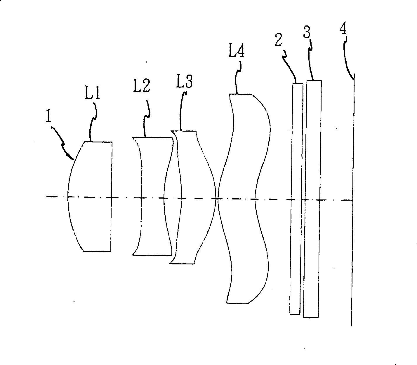 Camera lens group in four pieces type