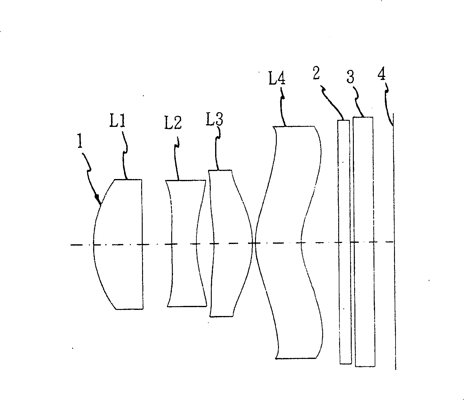 Camera lens group in four pieces type