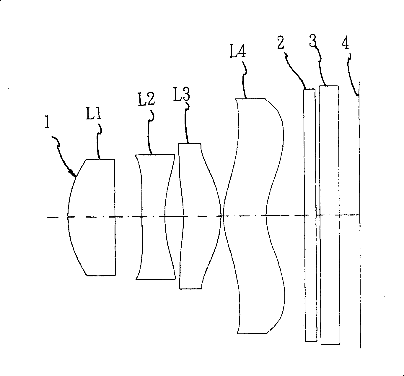 Camera lens group in four pieces type