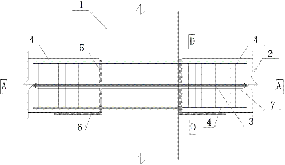 Concrete beam and square-rectangular concrete-filled steel tube column combining joint employing unbonded prestressed and common reinforcement for connection