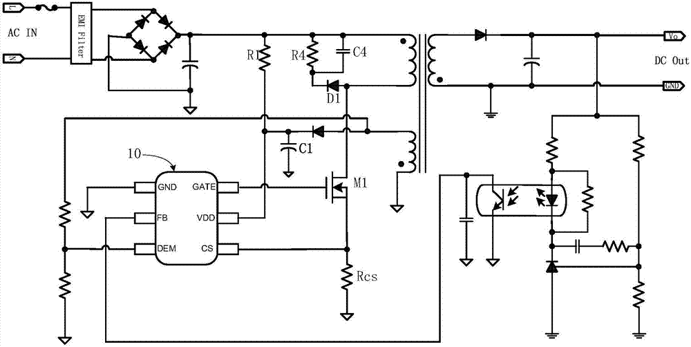 Transformer anti-saturation control system for flyback switching power supply