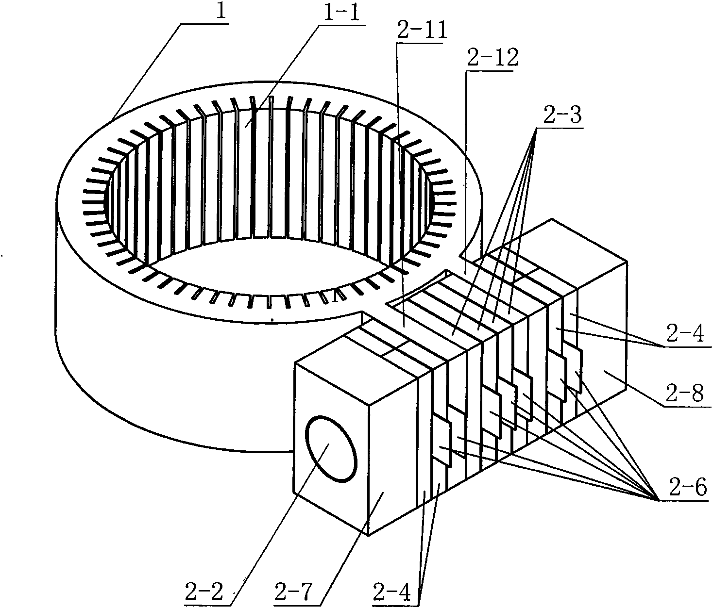 Cantilever longitudinal-bending composite transducer type cylindrical traveling-wave ultrasonic motor vibrator