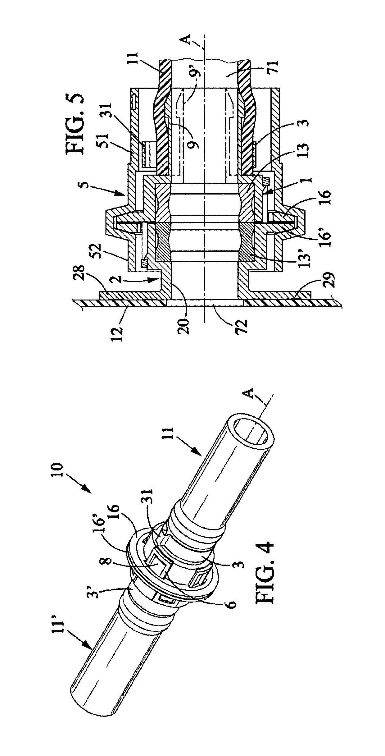 Asexual fluid connector having a clamp and protection