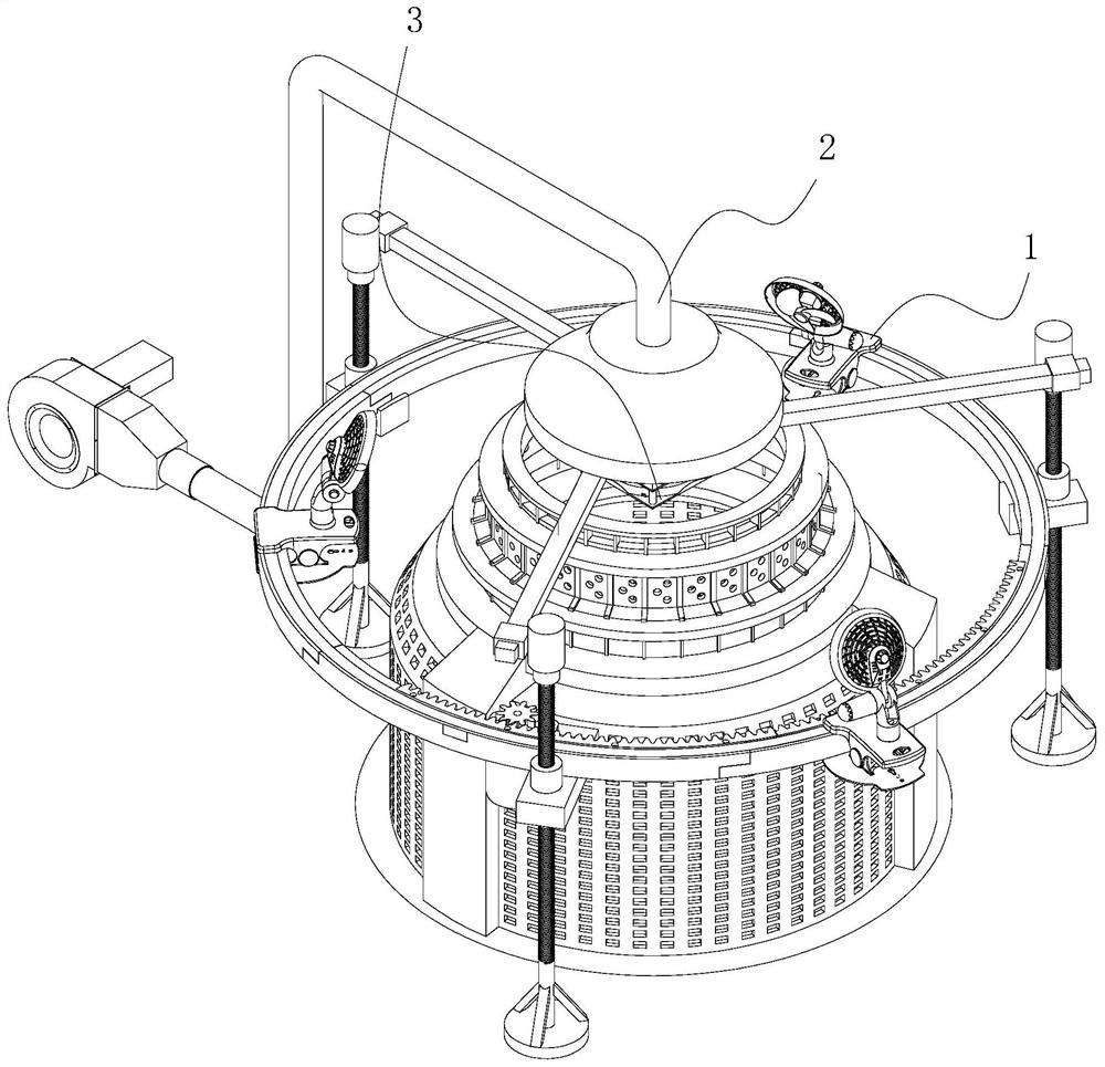 A dust removal device for large circular knitting machine